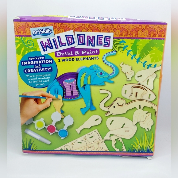 ArtSkills Wild Ones Build‎ & Paint Wood Elephant Craft Kit Children Kids Fun - Picture 1 of 6